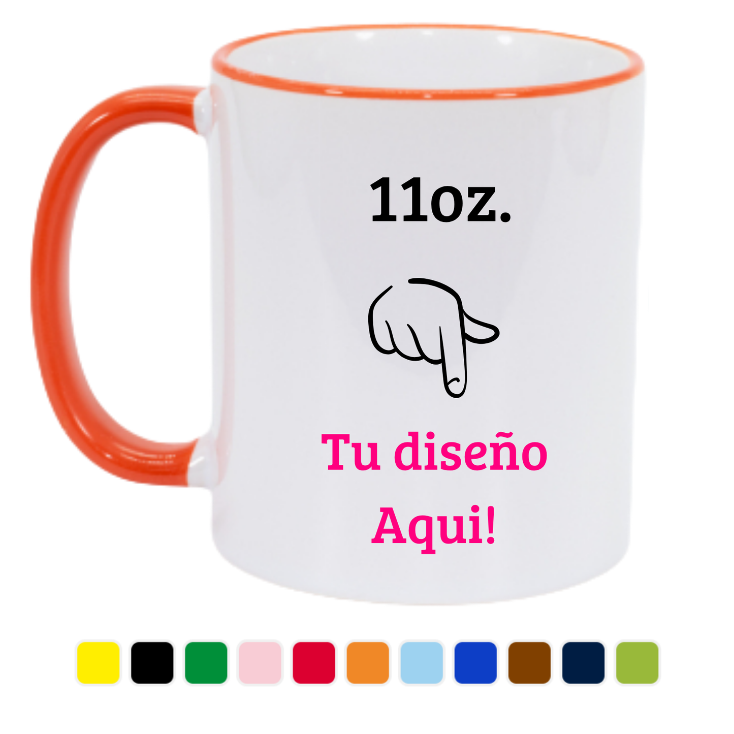 Tazón 11Oz Borde y asa de color