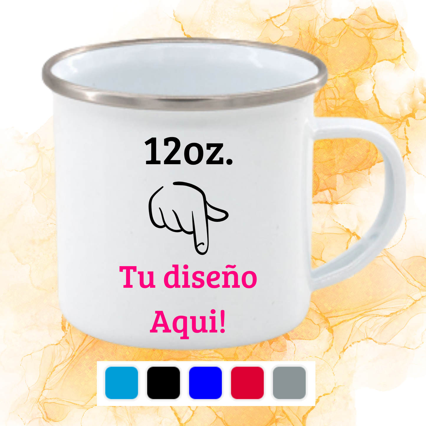 Tazón enlozado borde color 12Oz.